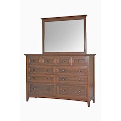 Westlake 10 Drawer Master Dresser & Mirror, Cherry Brown Finish