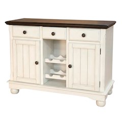 Cocoa Bean Finish Dining Server in Solid Rubberwood with Light Distressed Style