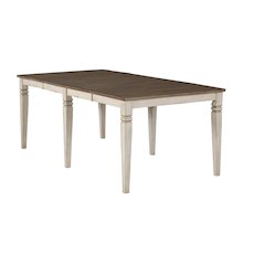 78" - 114" Leg Table with (2) 18" Butterfly Leaves, Smokey White & Peppercorn