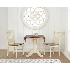26" - 42" Round Double Drop-Leaf Dining Table, Merlot-Buttermilk Finish