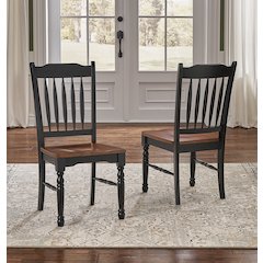 British Isles Slatback Side Chair, Oak-Black Finish