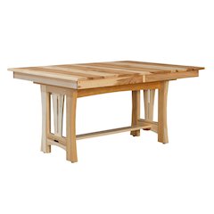 60" - 96" Trestle Table with Two (2) 18" Self-Storing Leaves, Natural Finish