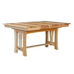 Adjustable Dining Table with Natural Hickory Finish and Self-Storing Leaves