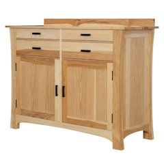 Natural Finish Sideboard with Distressed Look and Dark Brass Hardware