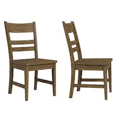 Toasted Java Ladderback Side Chairs with Wood Seats, Transitional Style Set of 2
