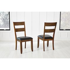 Mariposa Ladderback Side Chair, with Upholstered Seat (2 pack), Rustic Whiskey