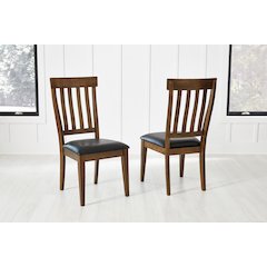 Mariposa Slatback Side Chair, with Upholstered Seat (2 pack), Rustic Whiskey