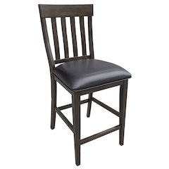 Mariposa Slatback Counter Chair, with Upholstered Seat (2 pack), Warm Gray