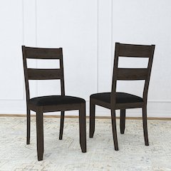 Mariposa Ladderback Side Chair, with Upholstered Seat (2 pack), Warm Gray