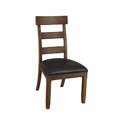 Ozark Ladderback Side Chair, with Upholstered Seat, Warm Pecan