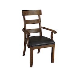 Ozark Ladderback Arm Chair, with Upholstered Seat, Warm Pecan