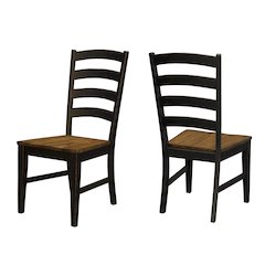 Stormy Ridge Ladderback Chair with Wood Seat, Chicory / Black