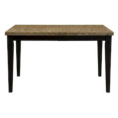 Chicory and black distressed wood dining table with adjustable length, seats six