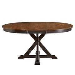 48" - 63" Oval Extending Dining Table with (1) 15" Table Leaf, Chicory / Black