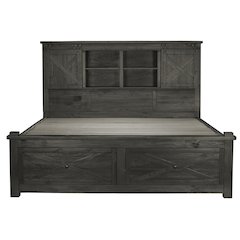 Sun Valley Queen Storage Bed with Integrated Bench, Charcoal Finish