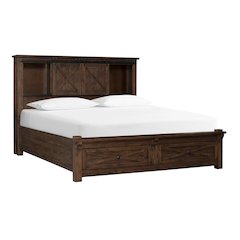 Sun Valley Queen Storage Bed with Integrated Bench, Rustic Timber Finish