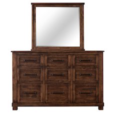 Sun Valley 9-Drawer Dresser & Mirror, Rustic Timber Finish