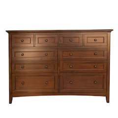 Westlake 10 Drawer Master Dresser, Cherry Brown Finish