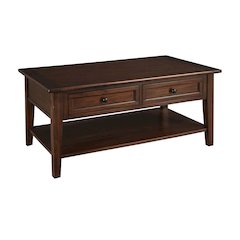 Westlake 2 Drawer Cocktail Table, with Shelf, Cherry Brown