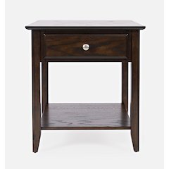 Modern Espresso Traditional End Table with Drawer and Shelf