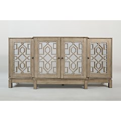Casa Bella Glam 70" Mirrored Console Four Door Storage Cabinet - Vintage Silver