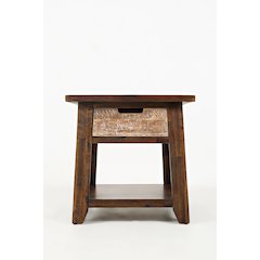 Painted Canyon Rustic Solid Acacia  End Table