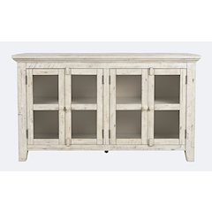 Rustic Shores 54" Coastal Distressed Acacia Four-Door Credenza Cabinet