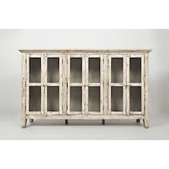 Rustic Shores 70" Coastal Distressed Acacia Six-Door Accent Cabinet
