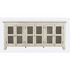 Rustic Shores 70" Coastal Distressed Acacia Six-Door Sideboard Cabinet