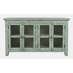 Rustic Shores 54" Coastal Distressed Acacia Four-Door Credenza Cabinet