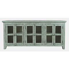 Rustic Shores 70" Coastal Distressed Acacia Six-Door Sideboard Cabinet