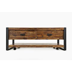 Loftworks Modern Industrial Distressed Acacia 48" Coffee Table with Drawers