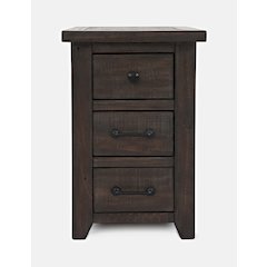 Rustic Reclaimed Pine Farmhouse Harris USB Charging Chairside Table