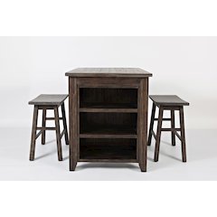 Rustic Reclaimed Solid Wood Farmhouse 3 Piece Counter Height Dining Set