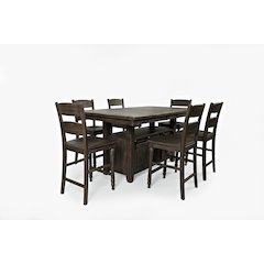 Reclaimed Pine 72" Farmhouse Counter Height Seven-Piece Dining Set