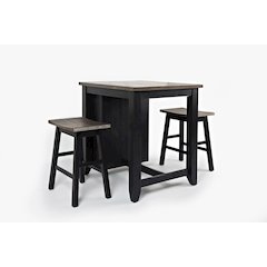 Rustic Reclaimed Solid Wood Farmhouse 3 Piece Counter Height Dining Set