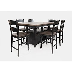 Reclaimed Pine 72" Farmhouse Counter Height Seven-Piece Dining Set
