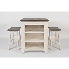 Rustic Reclaimed Solid Wood Farmhouse 3 Piece Counter Height Dining Set
