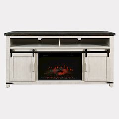 Solid Wood Rustic 64" Barn Door Farmhouse TV Stand Console