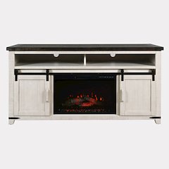 Madison Rustic 64" Barn Door Farmhouse TV Stand Console, Electric Fireplace