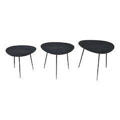 Reeves Abstract Contemporary Solid Acacia Wood Nesting End Tables (Set of 3)