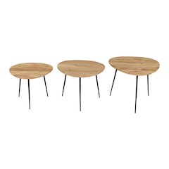 Reeves Abstract Contemporary Solid Acacia Wood Nesting End Tables (Set of 3)
