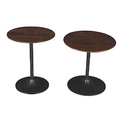 Remy Solid Wood and Iron Modern Pedestal Accent Tables (Set of 2)