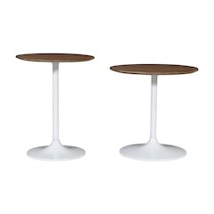 Remy Solid Wood and Iron Modern Pedestal Accent Tables (Set of 2)