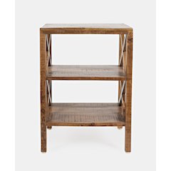 Global Archive Solid Wood Rustic Modern X-Side Accent Bookcase with Two Shelves