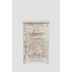 Global Archive Hand Carved Mango Wood Accent Table