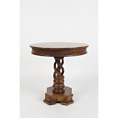 Global Archive Hand Carved Solid Mango Wood Pedestal Table