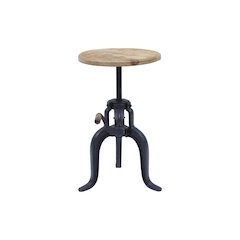 Global Archive Industrial Solid Wood and Iron Crank Table