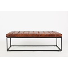 Global Archive 55" Genuine Distressed Leather Ottoman Bench