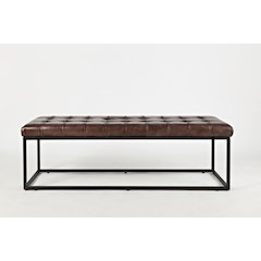 Global Archive 55" Genuine Distressed Leather Ottoman Bench